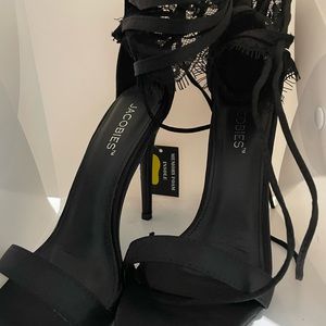 Black open toe heels